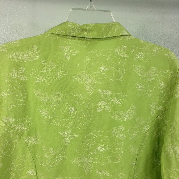 Christopher & Banks Mint Floral Short Sleeve Button Down XL Shirt Top Blouse - Picture 7 of 10